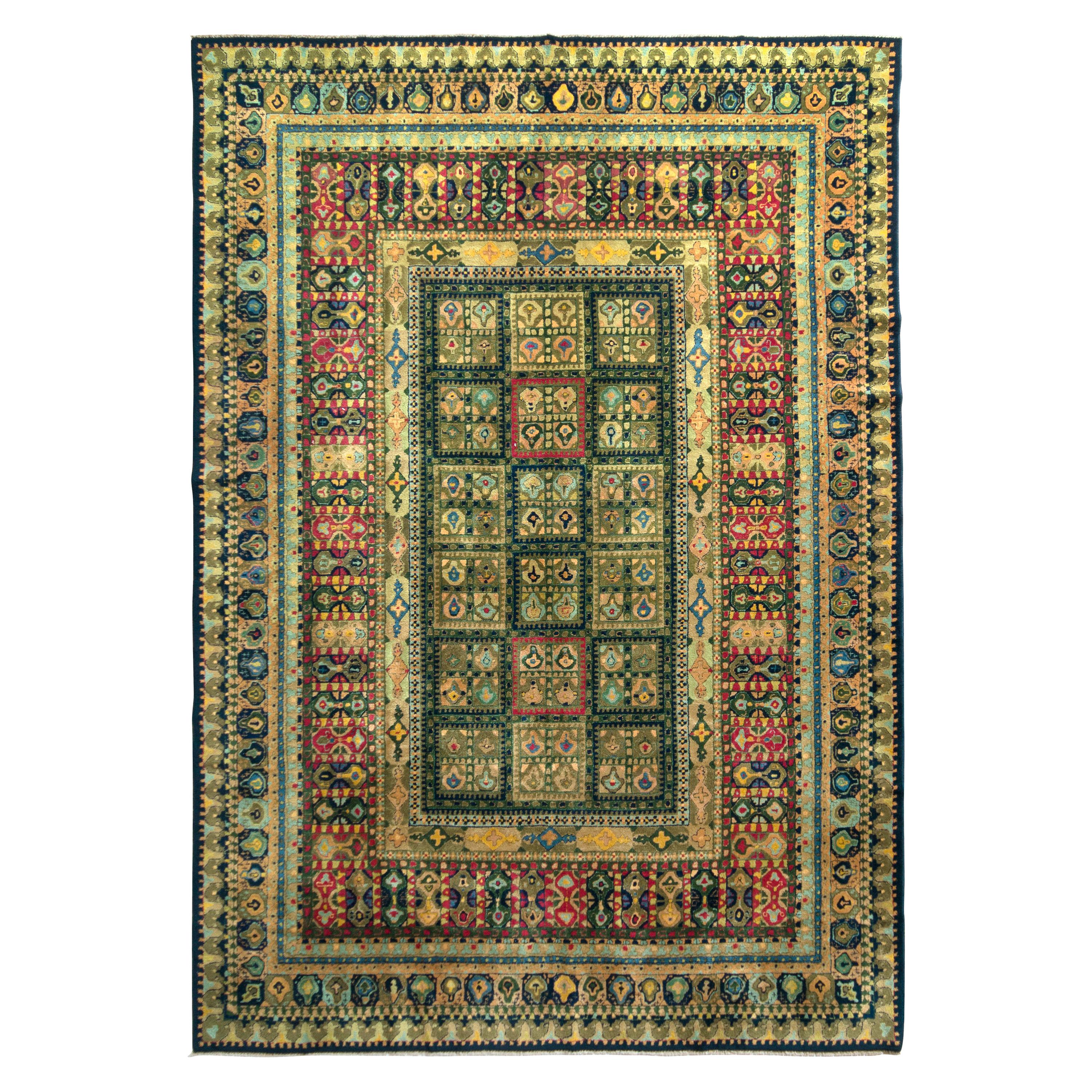 Hand Knotted Vintage Midcentury Rug Geometric All-Over Pattern by Rug & Kilim For Sale