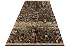 Vintage Moroccan Rug in Beige-Brown, Red Geometric Pattern by Rug & Kilim