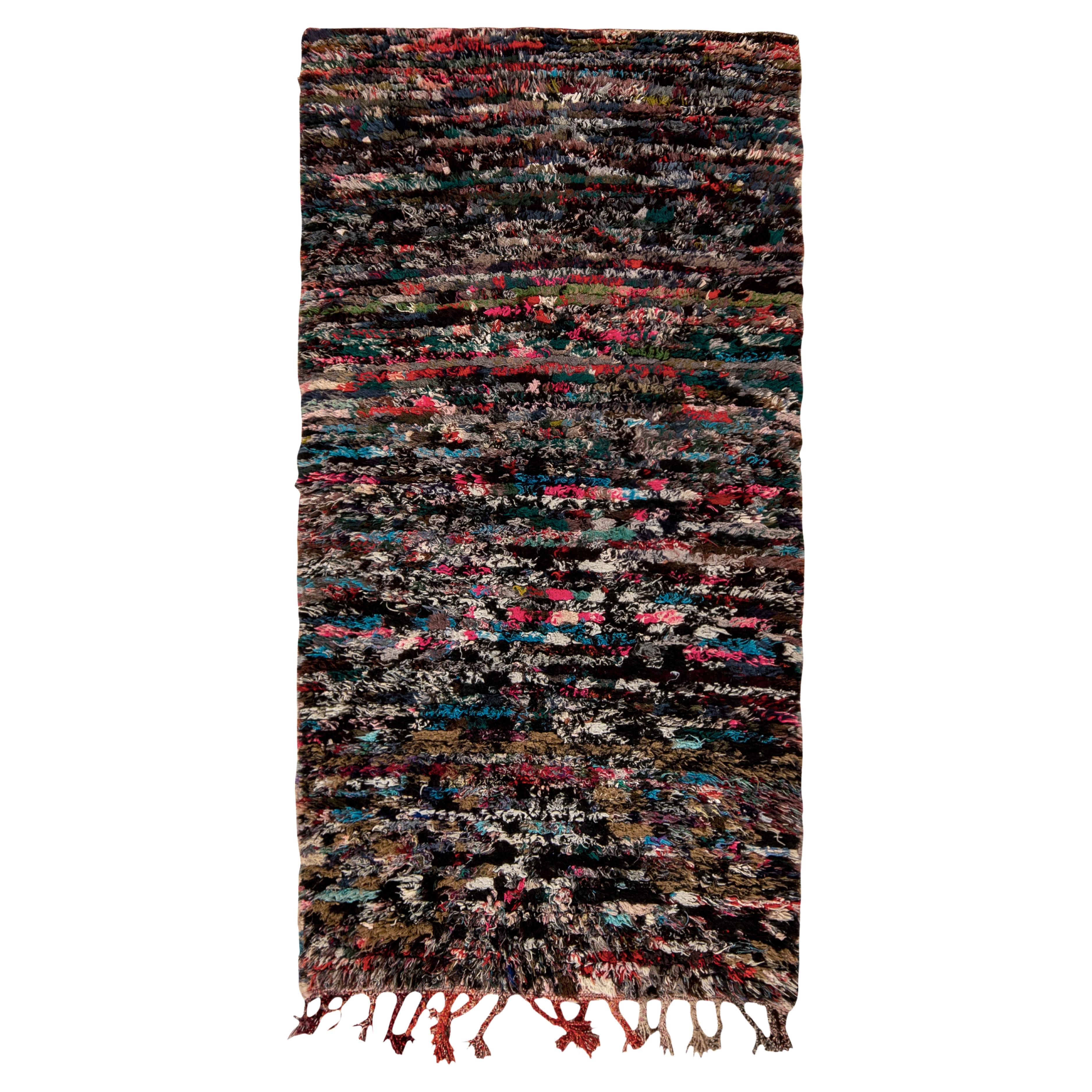 Hand-Knotted Vintage Moroccan Rug, Multicolor Textural Pattern by Rug & Kilim For Sale