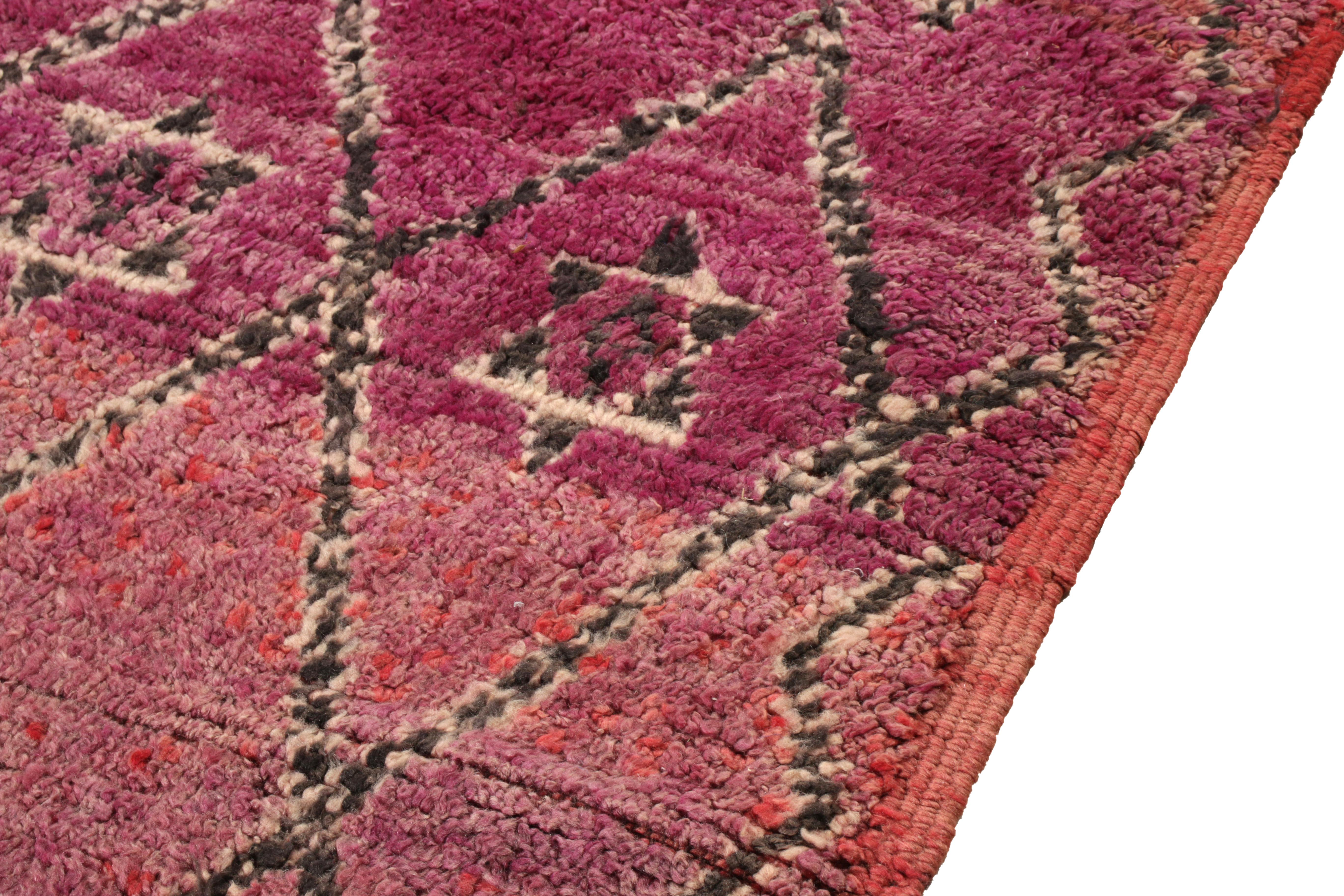 Hand-Knotted Vintage Moroccan Rug, Pink Geometric Pattern by Rug & Kilim In Good Condition In Long Island City, NY
