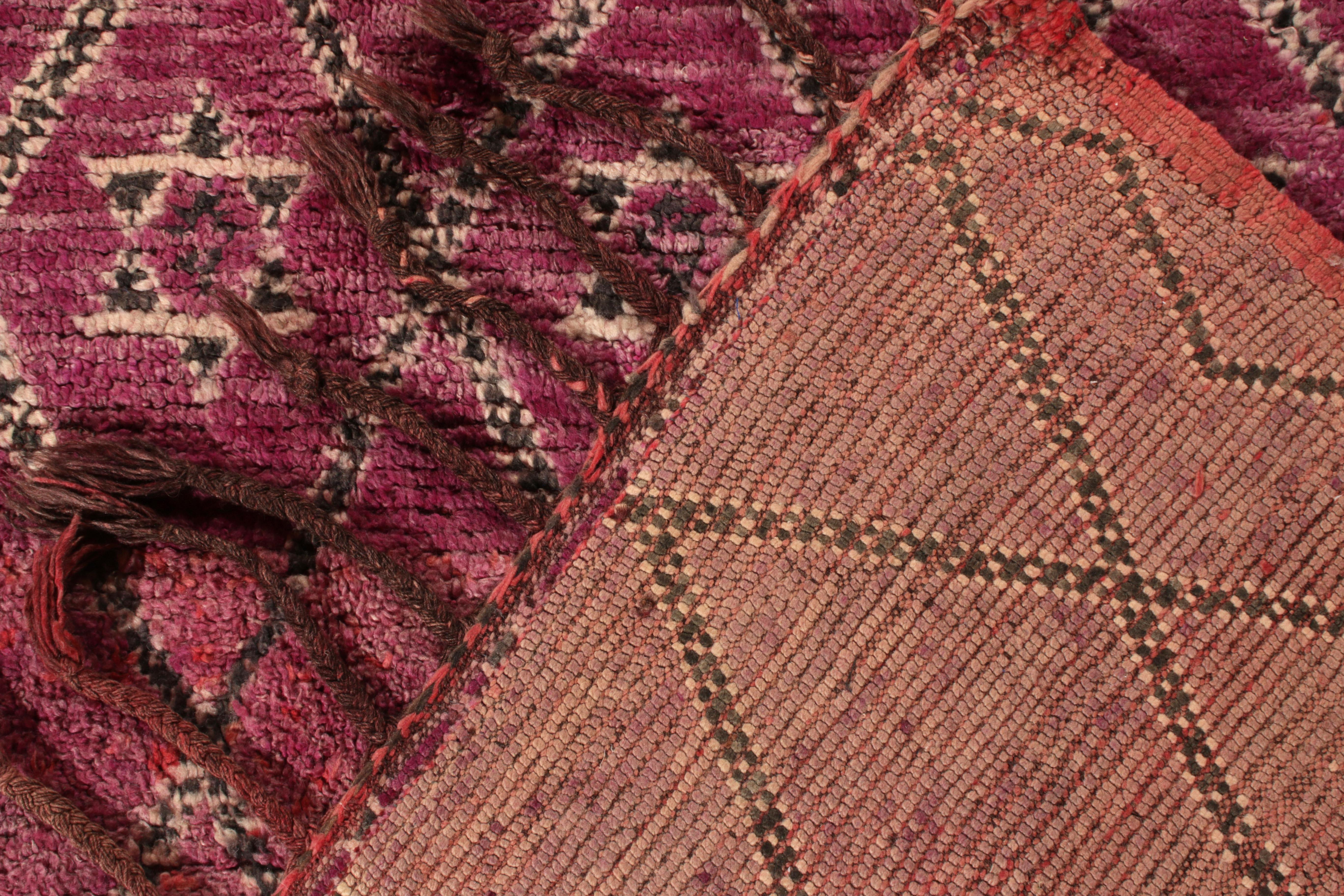 Mid-20th Century Hand-Knotted Vintage Moroccan Rug, Pink Geometric Pattern by Rug & Kilim