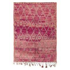 Hand-Knotted Vintage Moroccan Rug, Pink Geometric Pattern by Rug & Kilim