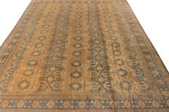 Hand-Knotted Vintage Style Rug in Beige and Blue All Over Pattern by Rug & Kilim