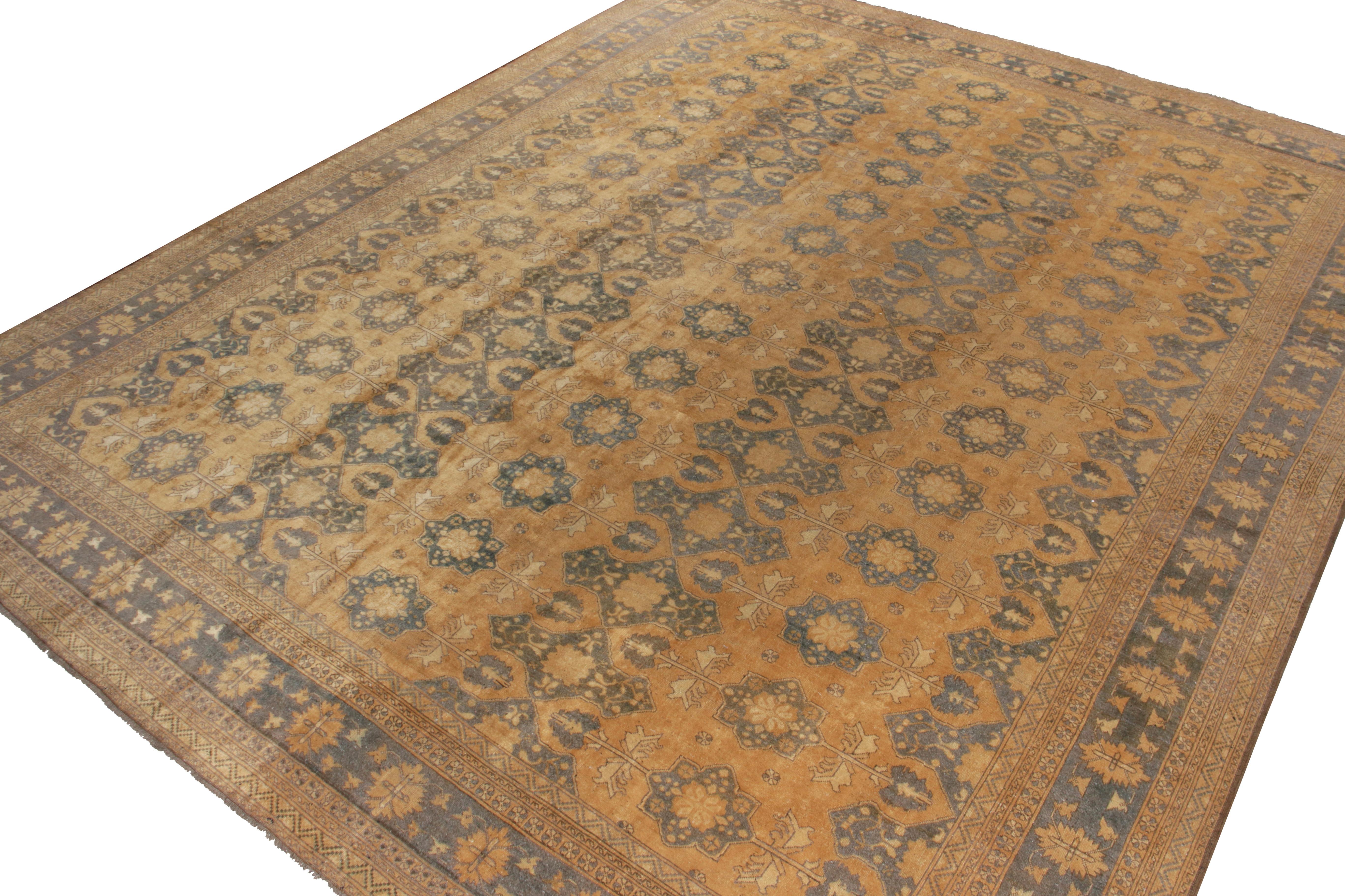 Other Hand-Knotted Vintage Style Rug in Beige and Blue All Over Pattern by Rug & Kilim For Sale