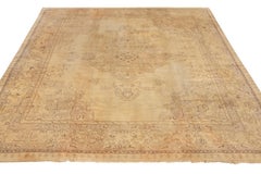Hand Knotted Vintage Oushak Rug in Beige-Brown Medallion Pattern by Rug & Kilim