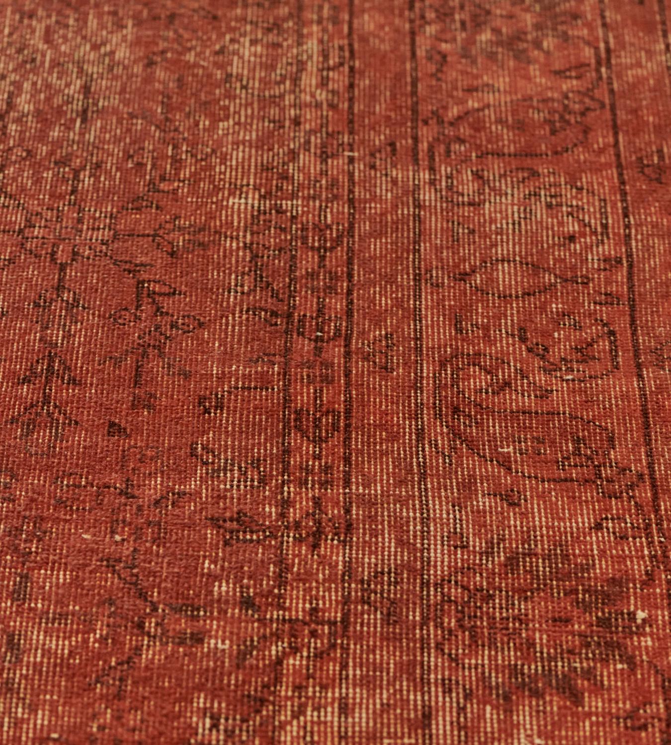 Wool Hand-Knotted Vintage Over-Dyed Turkish Rug For Sale