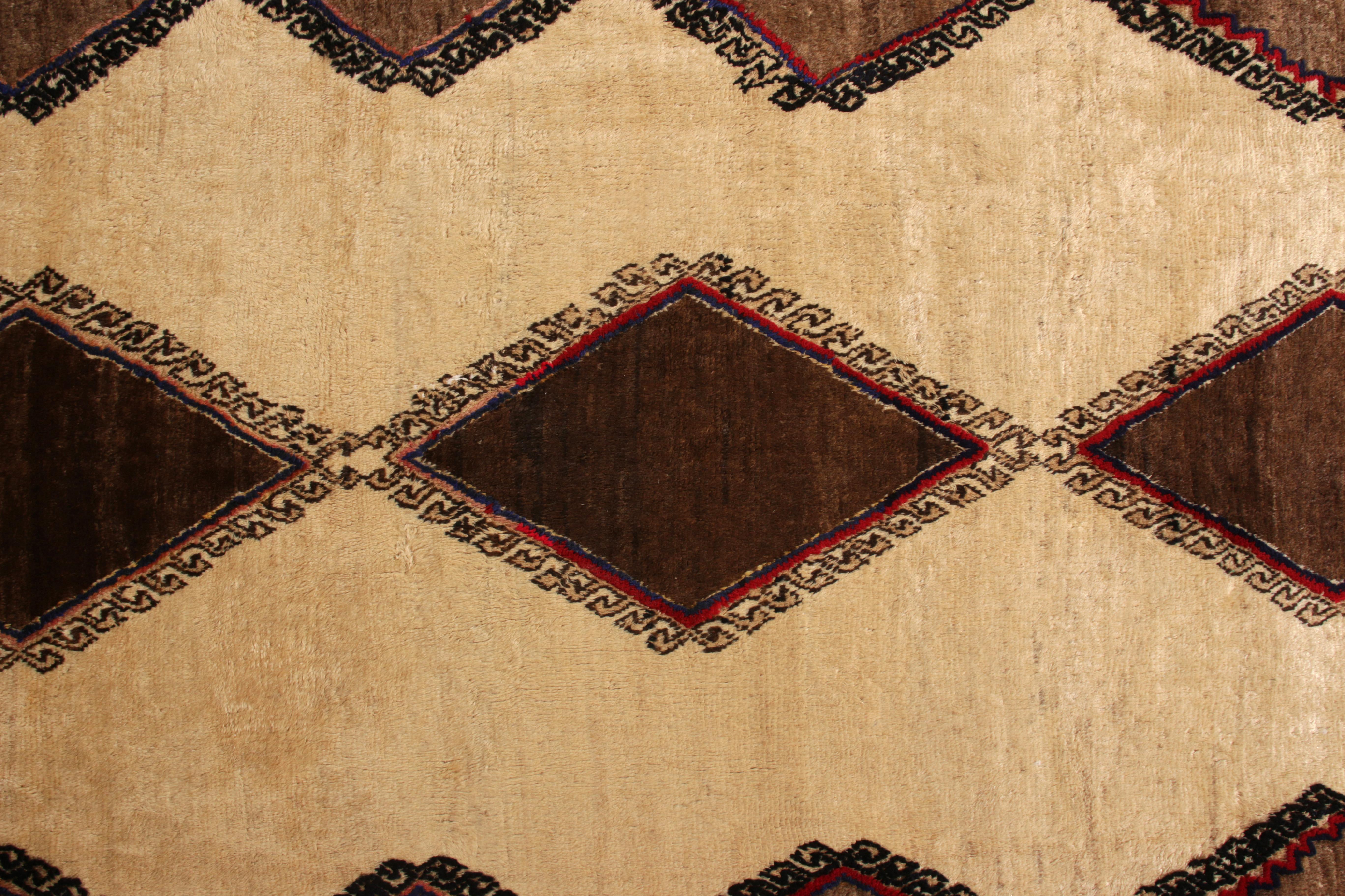 Turkish Vintage Persian Baluch Rug in Beige Brown Medallion Pattern by Rug & Kilim For Sale