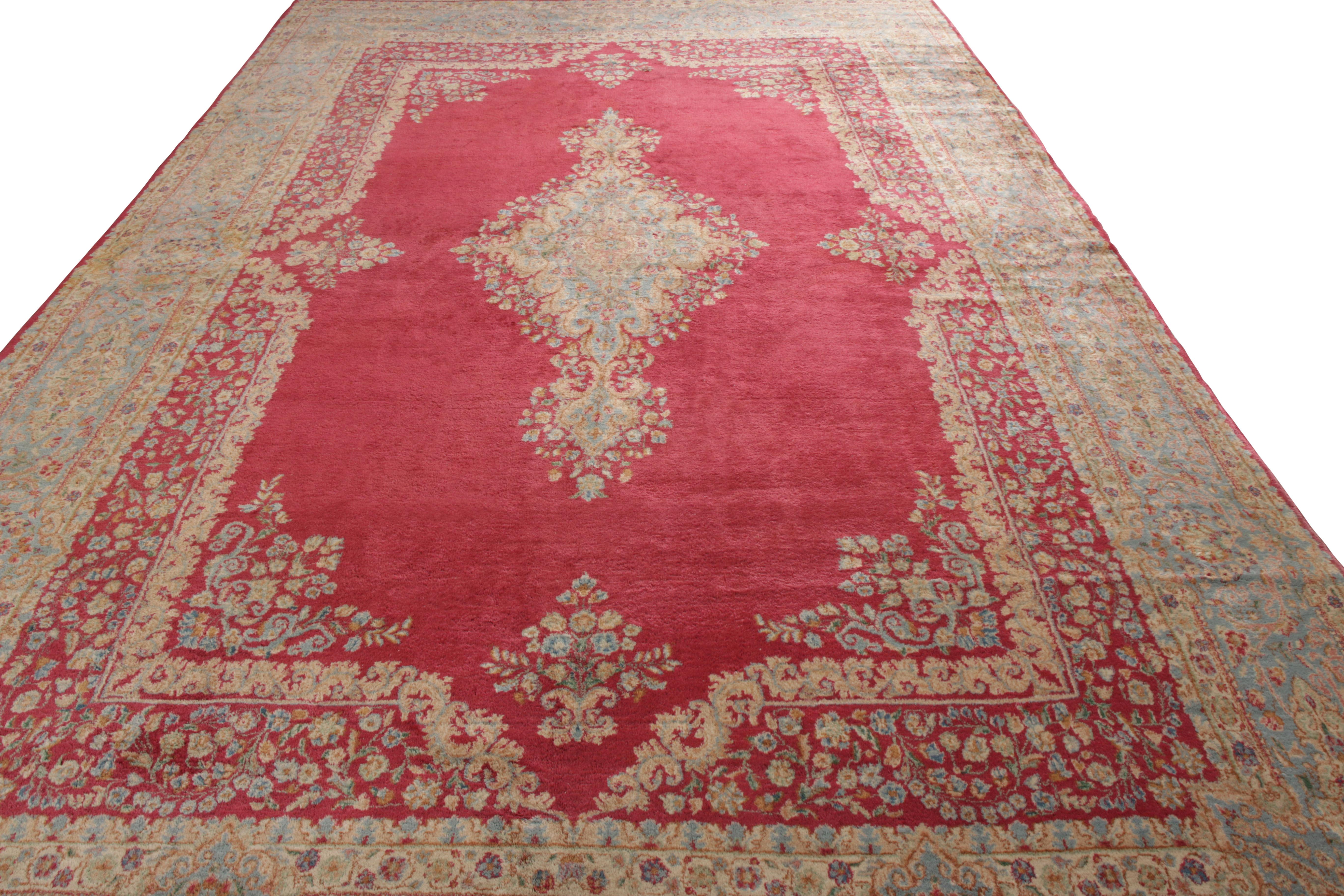Handwoven in wool, this 10x16 antique Persian Kerman rug originating circa 1920-1930, is a masterpiece from one of the most sought-after weaving traditions in Persian city rugs. 

On the Design: 

Admirers of the craft will appreciate this