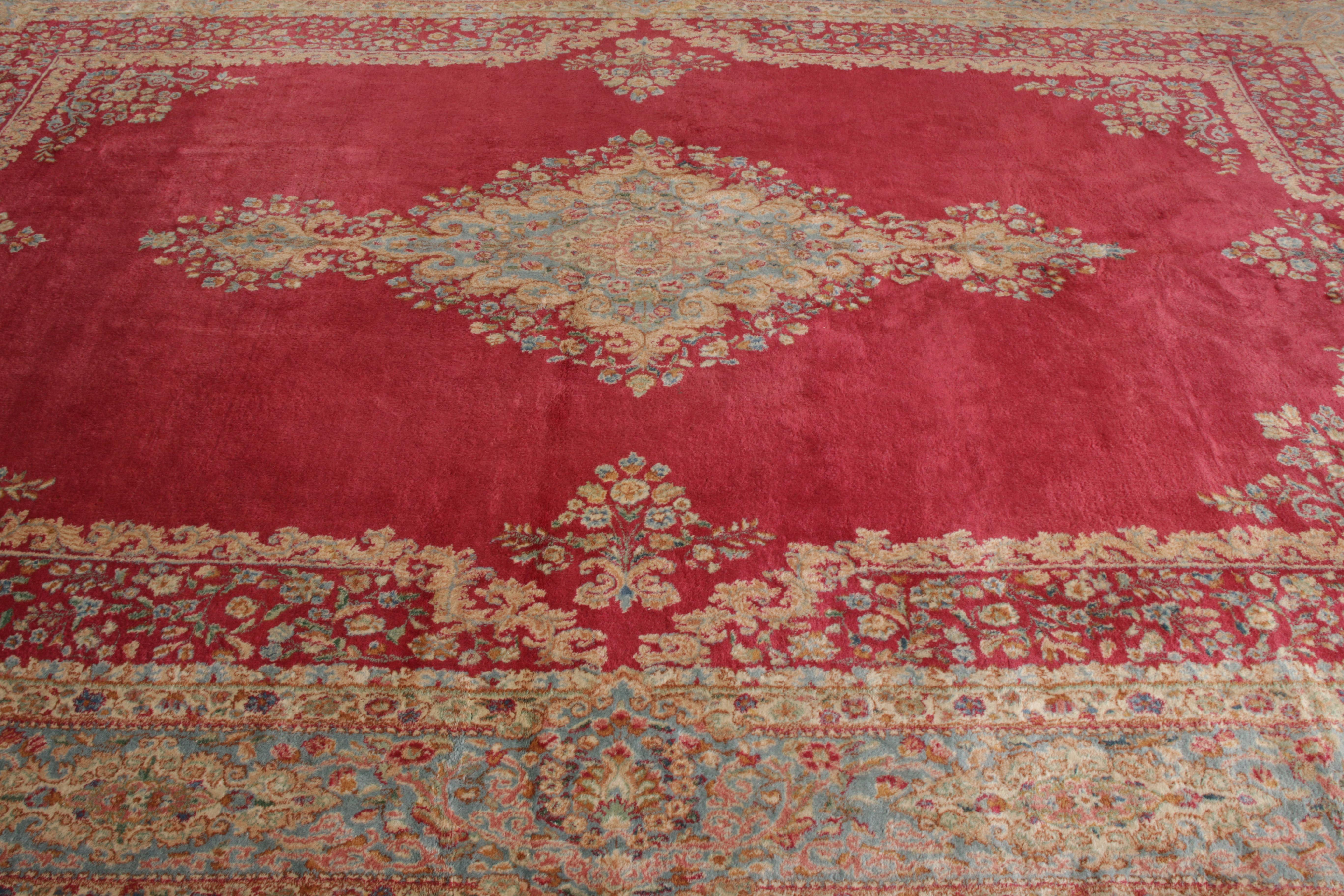 Hand-Knotted Antique Persian Kerman rug, with Red Open Field and Medallion, from Rug & Kilim For Sale