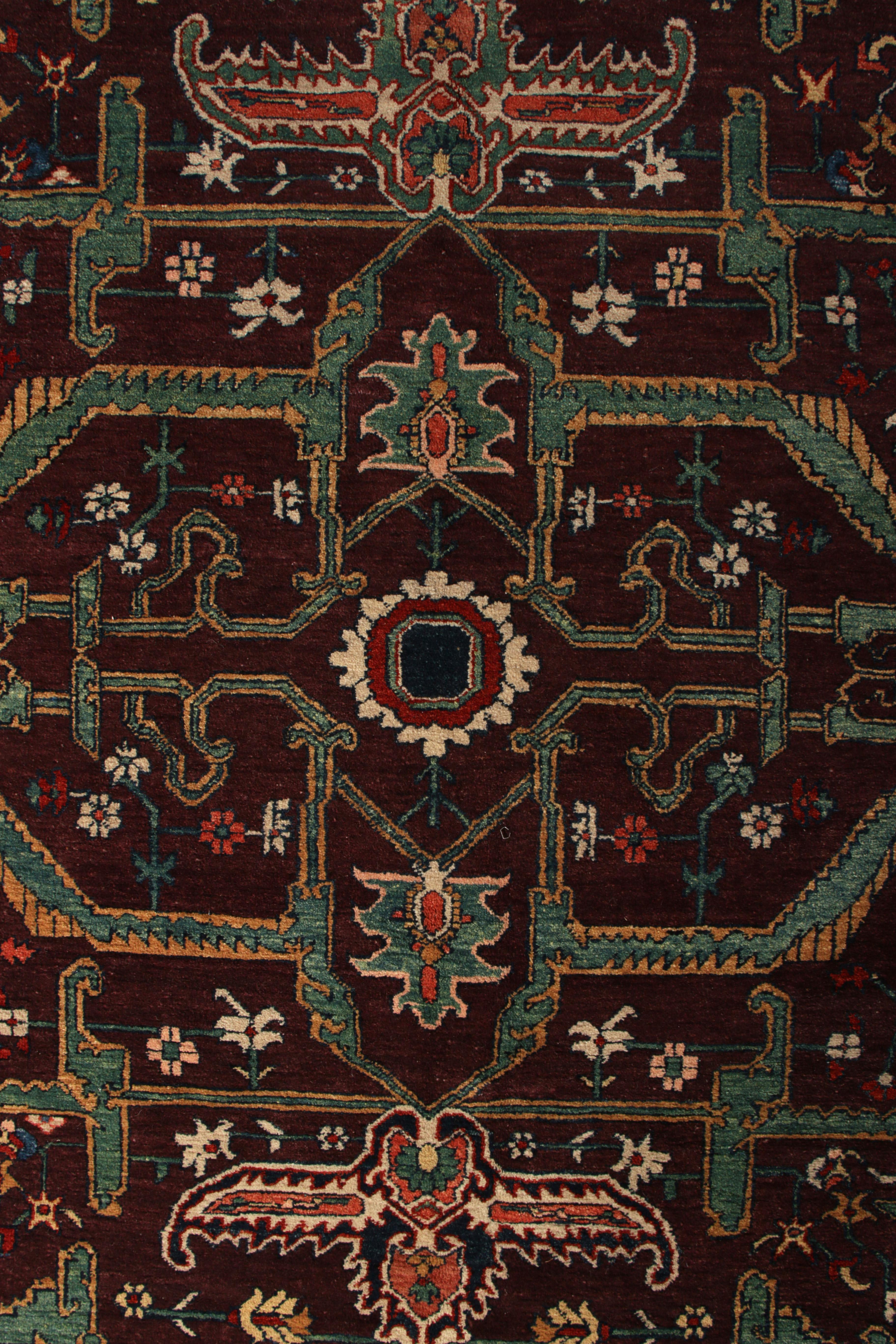 Handgeknüpfter Vintage-Teppich in Rot und Grün mit geometrischem All-Over-Muster (Türkisch) im Angebot