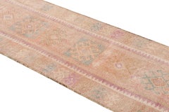 Hand-Knotted Vintage Runner Beige Tribal Rug in Geometric Pattern by Rug & Kilim