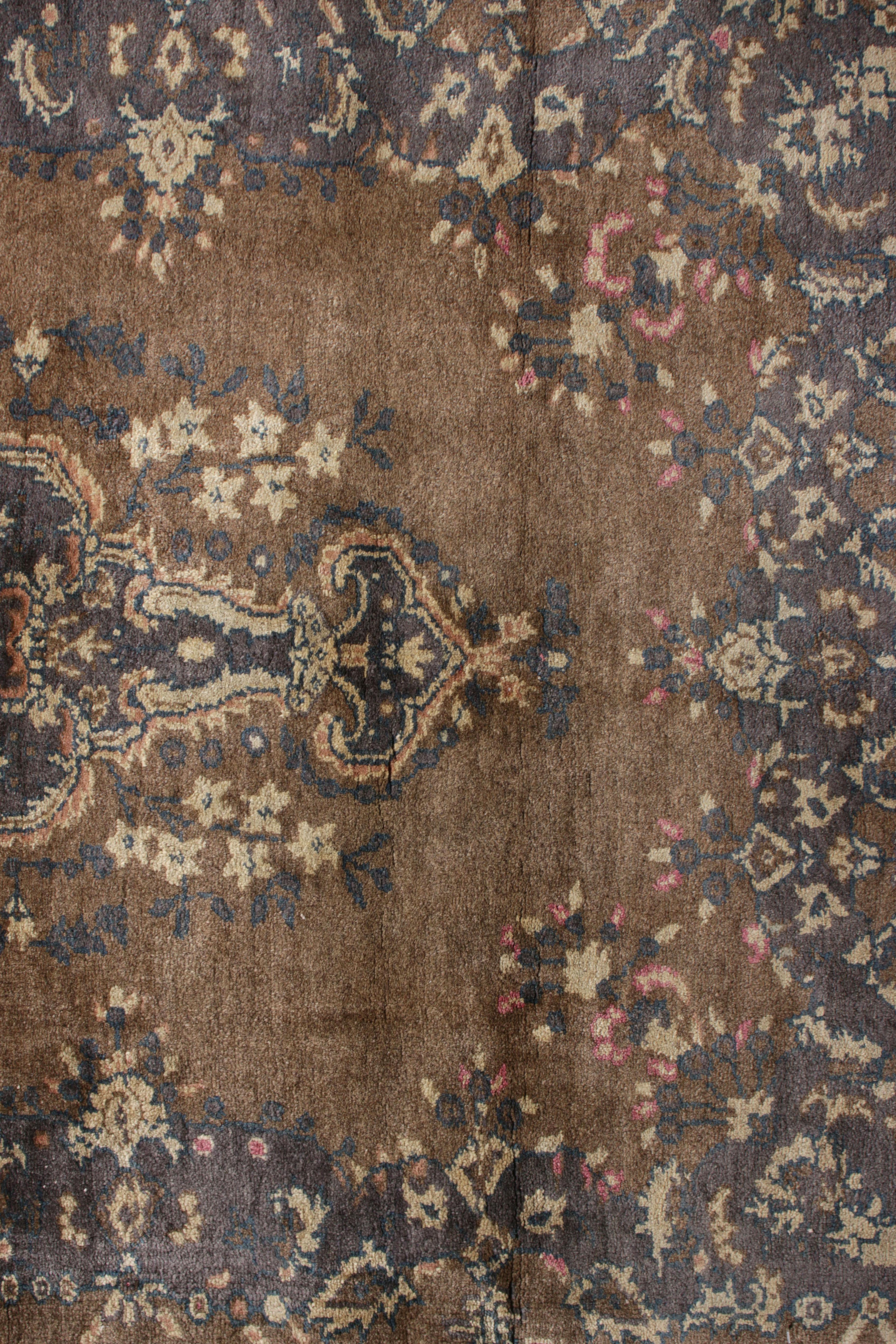 Other Vintage Sivas Rug in Beige-Brown with Medallion Floral Pattern by Rug & Kilim For Sale