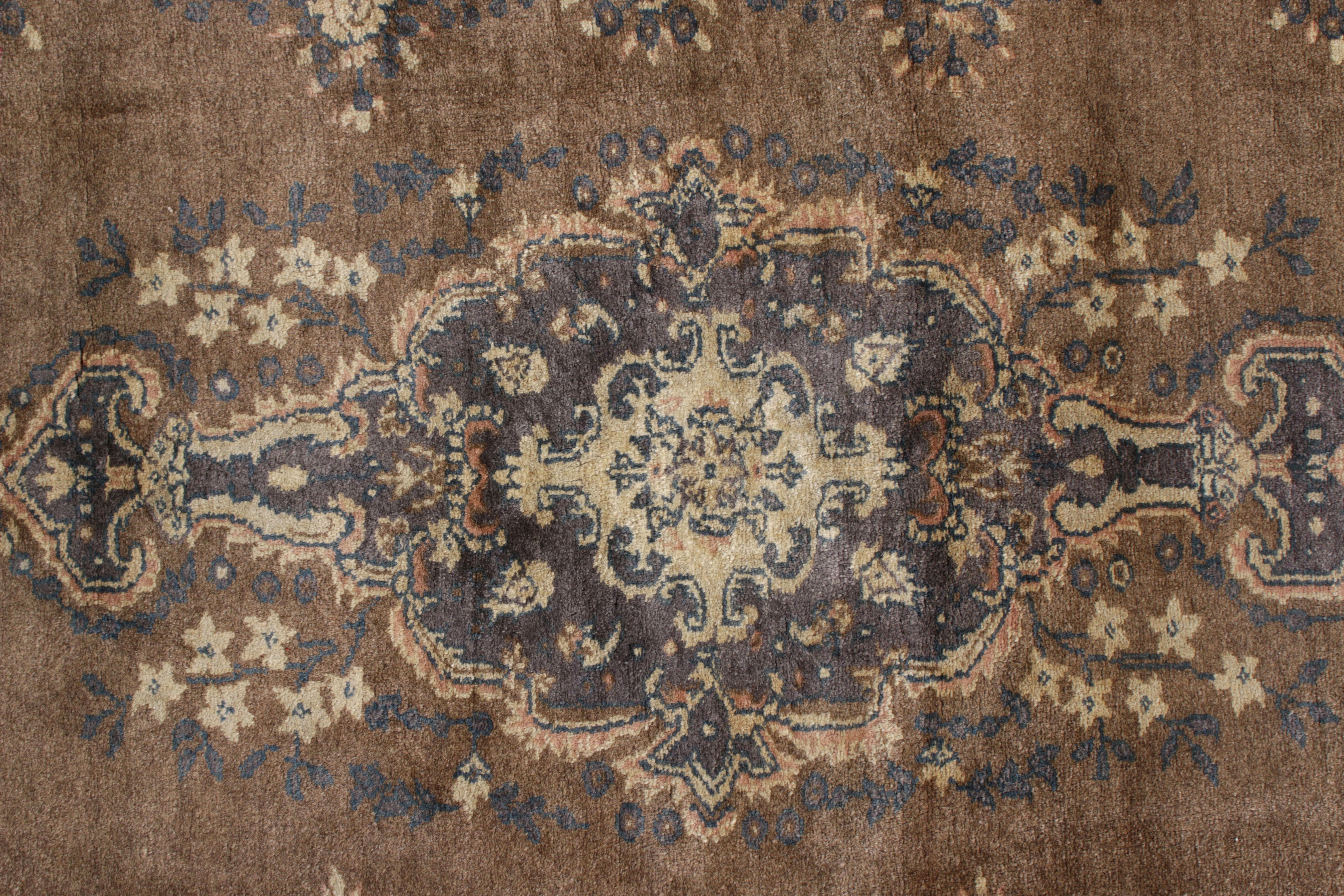 Turkish Vintage Sivas Rug in Beige-Brown with Medallion Floral Pattern by Rug & Kilim For Sale