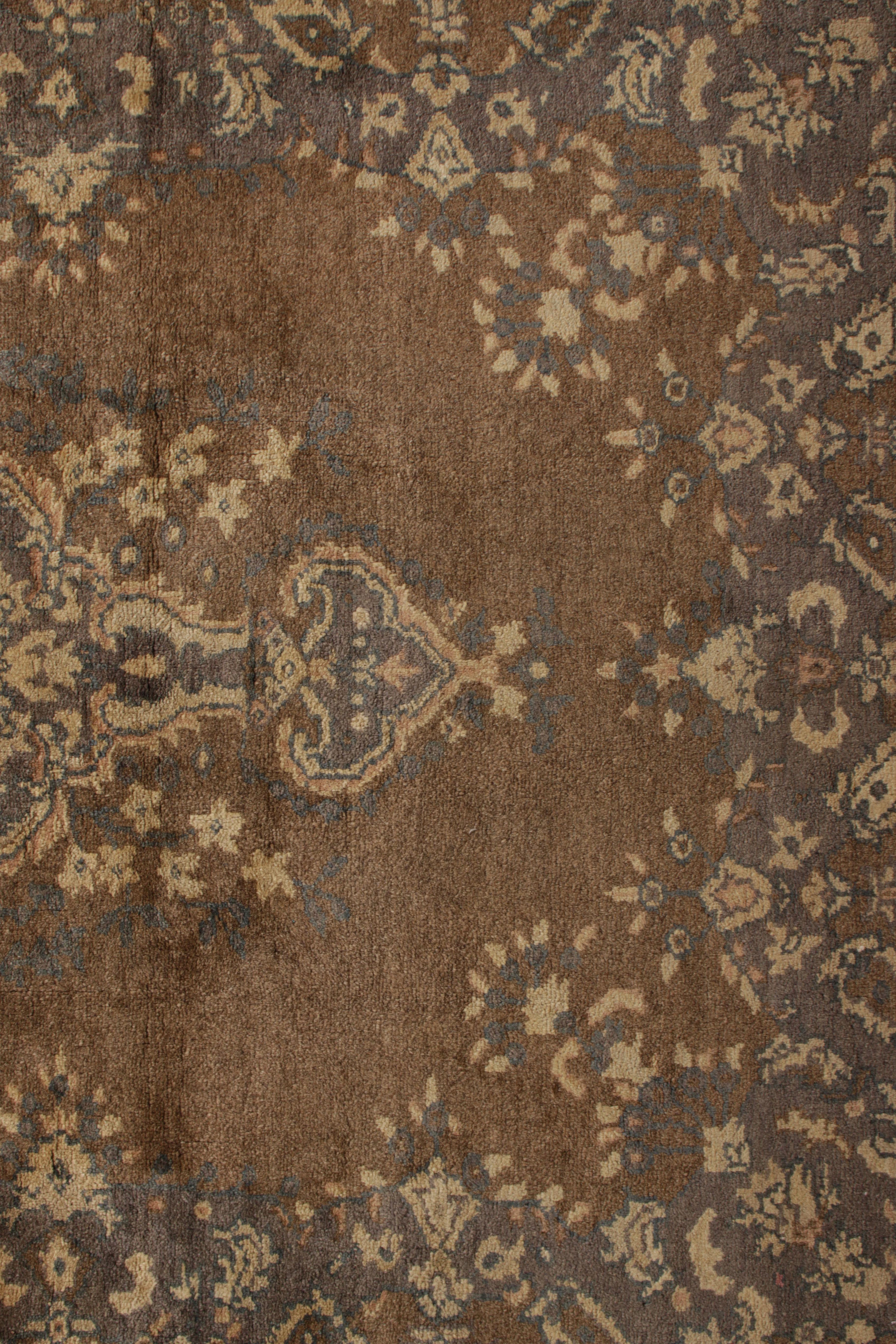 Turkish Hand-Knotted Vintage Sivas Rug in Beige-Brown with Medallion Floral Pattern For Sale