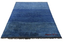 Hand-Knotted Vintage Solid Blue Moroccan Berber Rug, by Rug & Kilim