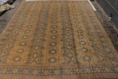 Hand-Knotted Vintage Style Rug in Beige and Blue All Over Pattern by Rug & Kilim