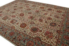 Hand-Knotted Vintage Tabriz Persian Rug in Green Floral Pattern by Rug & Kilim