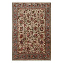 Hand-Knotted Vintage Tabriz Persian Rug in Green Floral Pattern by Rug & Kilim