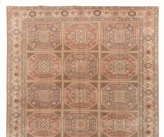 6.6x9.7 Ft Hand Knotted Vintage Turkish Kysari Rug. Muted Colors, Wool Pile