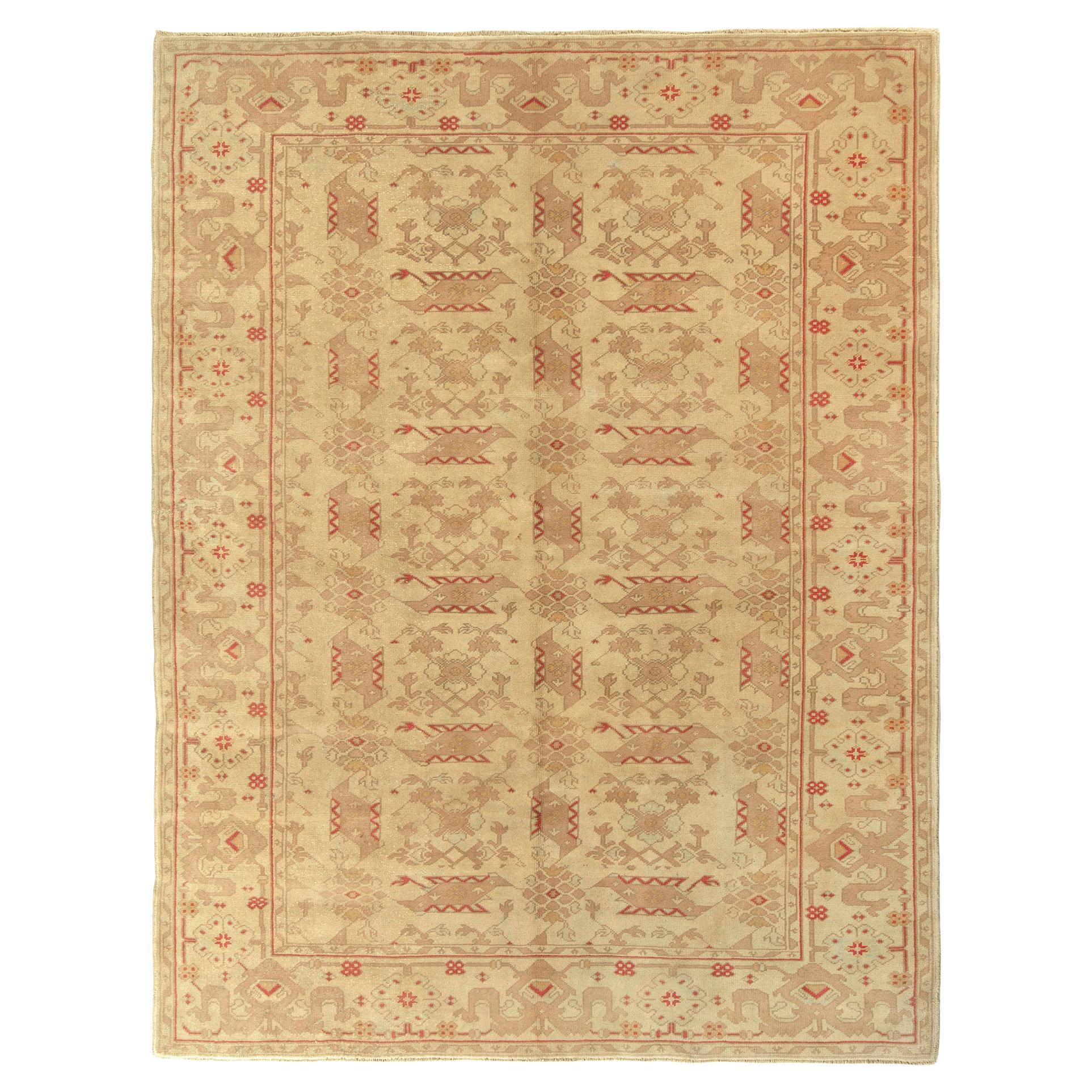 Modern Turkish Donegal Rug with Brown and Beige Botanical Patterns For