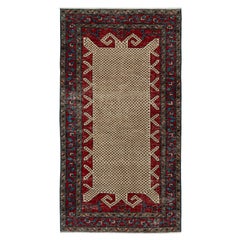 Handgeknüpfter türkischer Vintage-Teppich in Rot, Blau mit geometrischem Muster von Teppich & Kelim