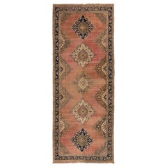 4.8x12 Ft Hand-Knotted Vintage Turkish Runner, Traditional Wool Rug for Hallway (Tapis de laine traditionnel pour l'entrée)