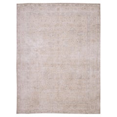 Handgeknüpft Vintage Wolle Persisch Tabriz Teppich, CIRCA 1930s, Neutral, 9' x 12'