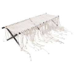 Hand Knotted, White Cotton Macrame Daybed