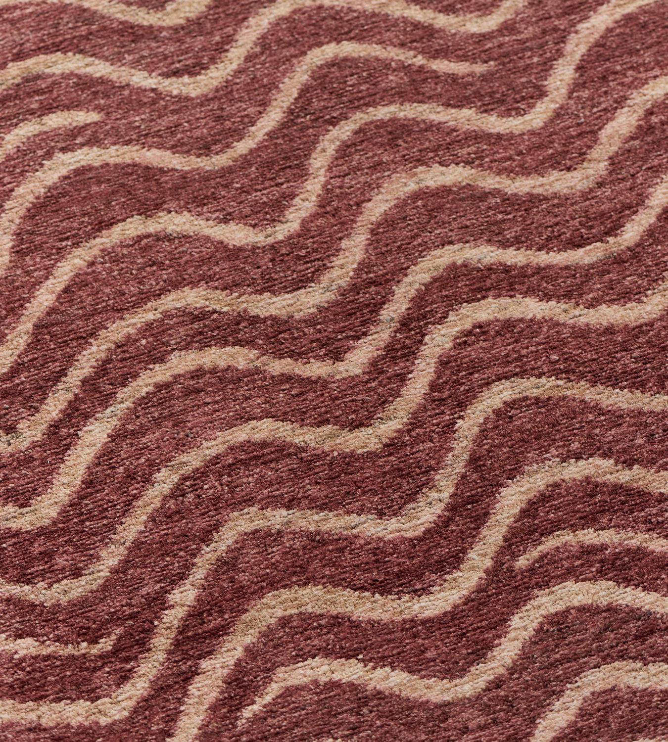 Handgeknüpfter Teppich aus Wolle und Hanf im Angebot 1