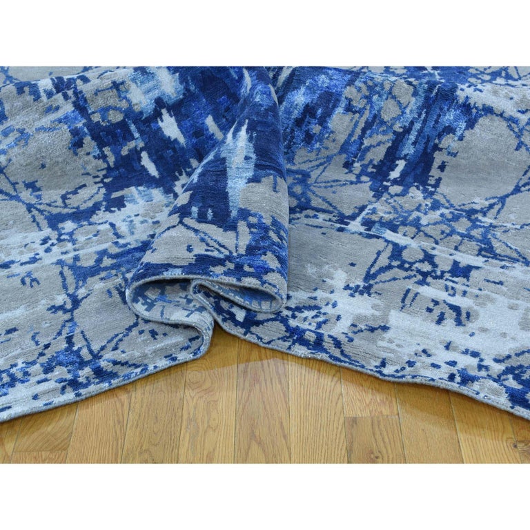 Hand Knotted Wool and Silk Abstract Design Oriental Rug For Sale at 1stdibs