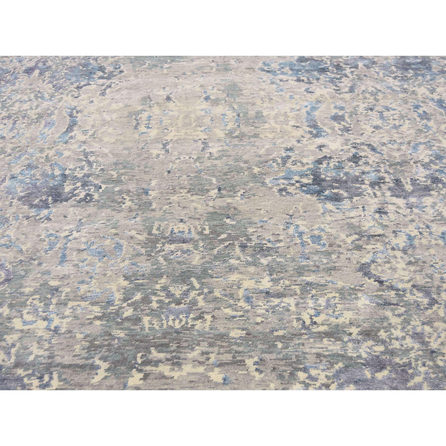 Hand Knotted Wool and Silk Abstract Design Oriental Rug 1
