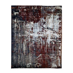 Hand Knotted Wool and Silk Abstract Design Oriental Rug