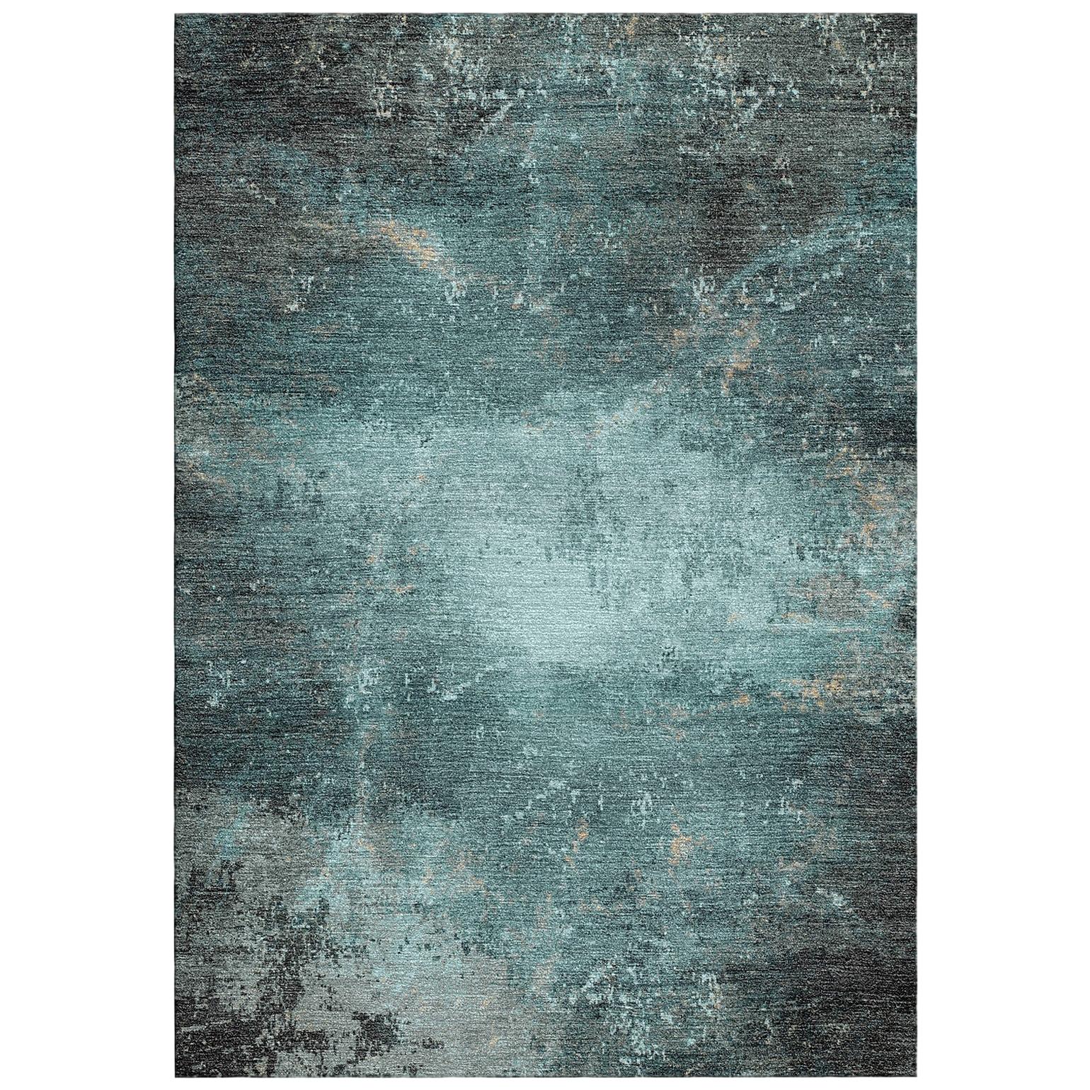 Grey Hand Knotted Wool and Silk Rug From Jacaré Collection Rug by