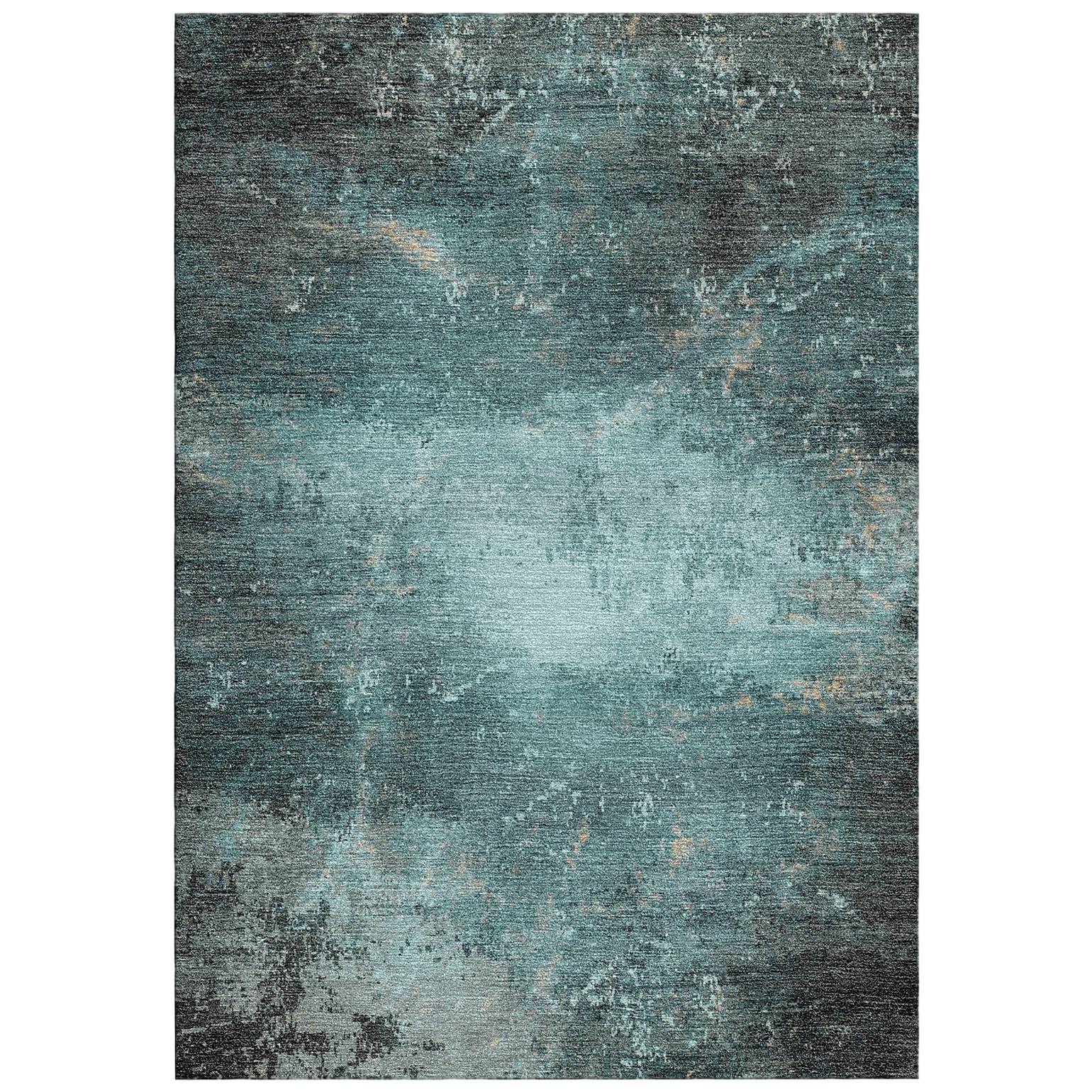 Hand Knotted Wool and Silk Abstract Rug by Gordian For Sale