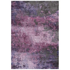 Hand Knotted Wool and Silk Abstract Rug by Gordian