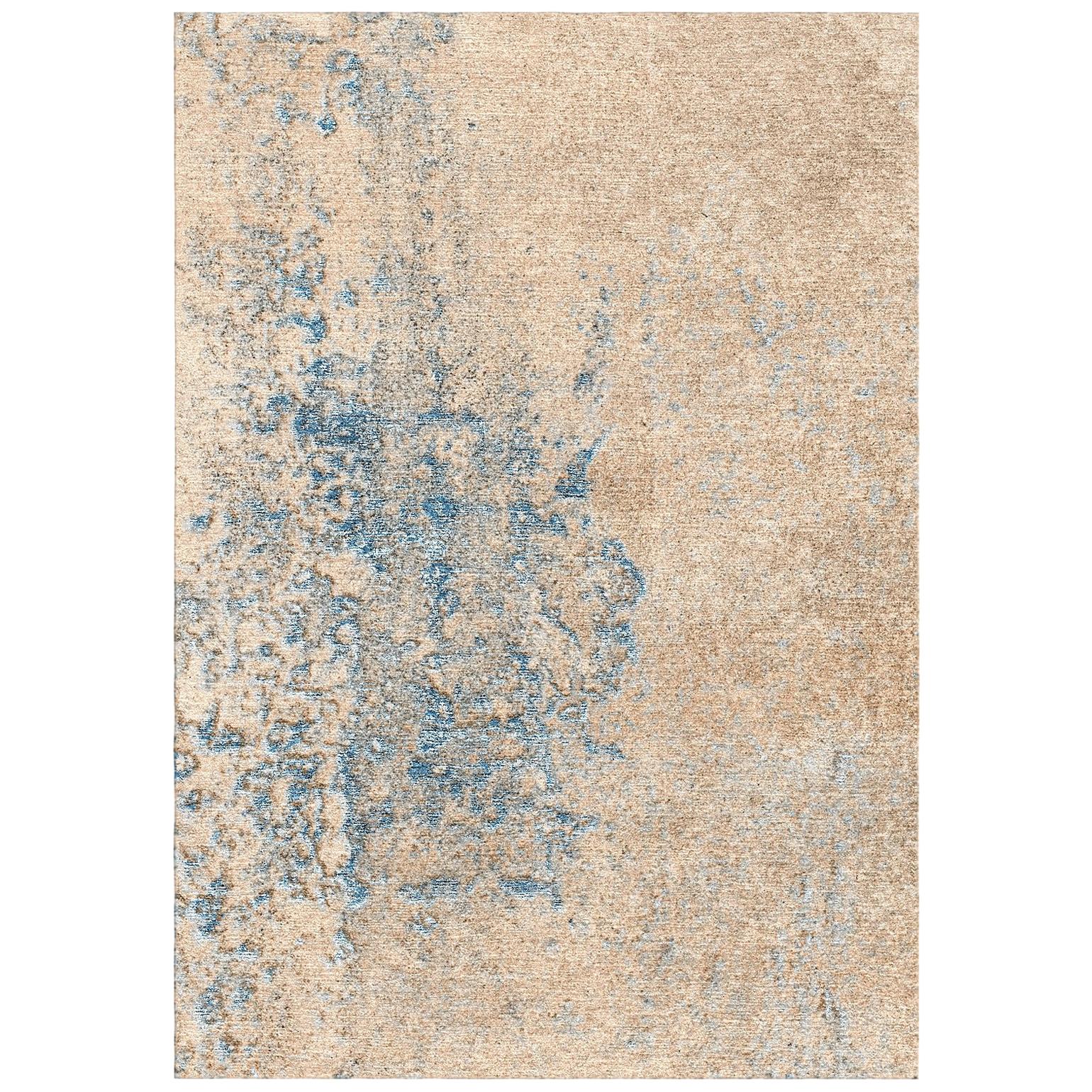 Hand Knotted Wool and Silk Abstract Rug by Gordian For Sale