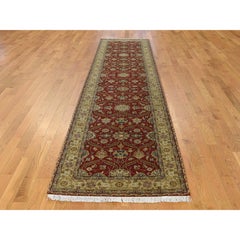 Hand Knotted Wool and Silk Hereke Design 300 Kpsi Runner Rug
