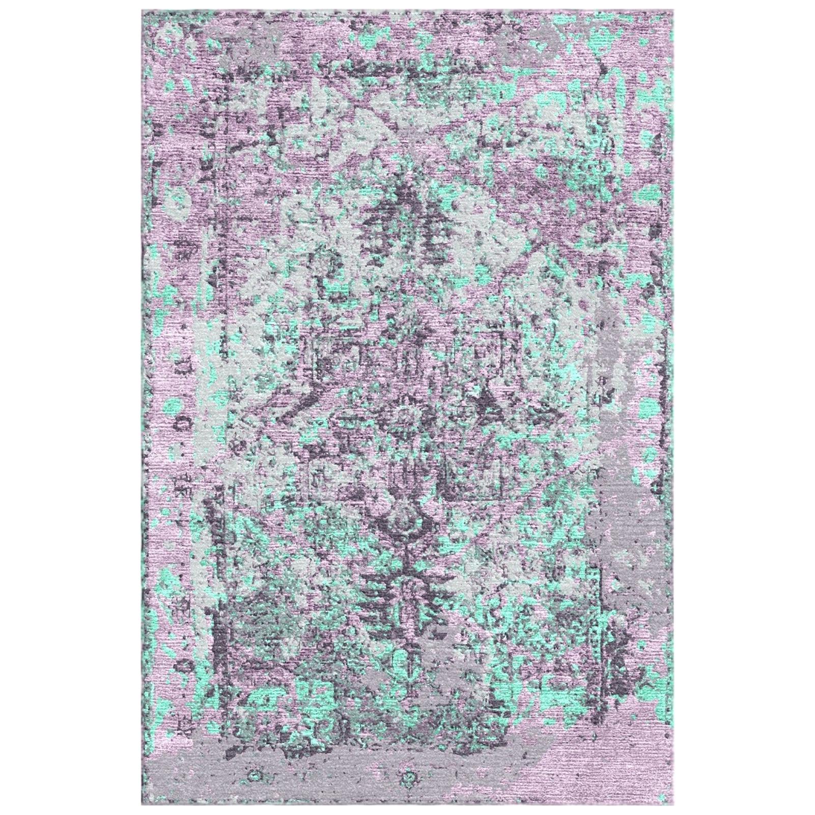 Tapis persan Heriz modernisé en laine et soie noué à la main par Gordian en vente