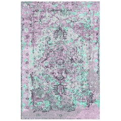 Hand Knotted Wool and Silk Modernized Persian Heriz Rug by Gordian