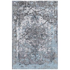Hand Knotted Wool and Silk Modernized Persian Heriz Rug by Gordian