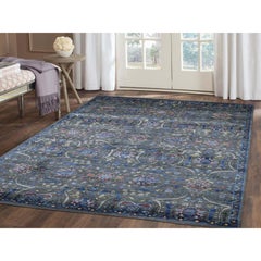 Hand Knotted Wool and Silk Plush Pile Tabriz Influence Oriental Rug