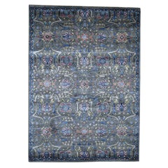 Hand Knotted Wool and Silk Plush Pile Tabriz Influence Oriental Rug
