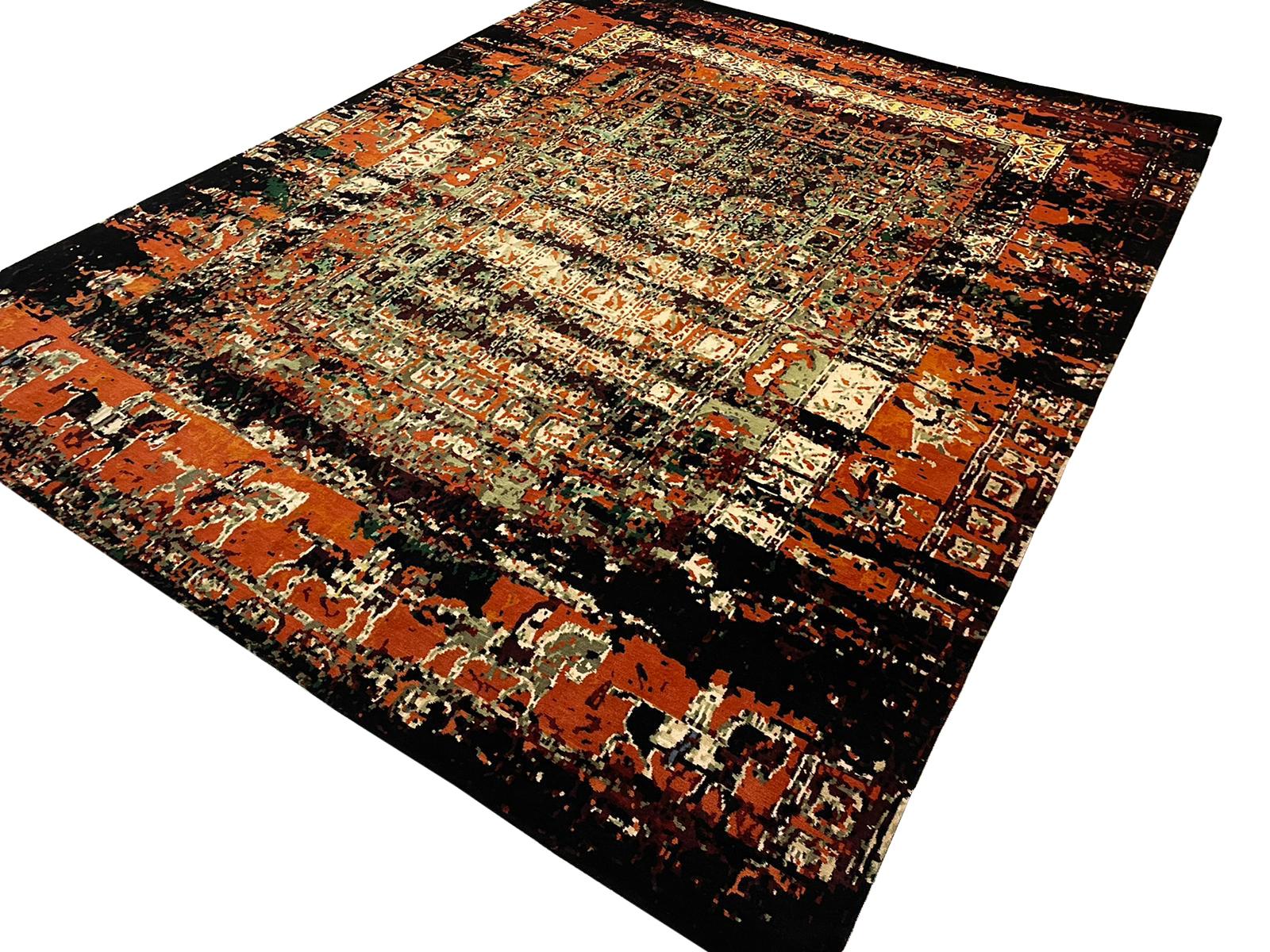 Hand-Knotted Hand Knotted Wool and Silk Rug from Pazyryk Reborn by Gordian Rugs For Sale