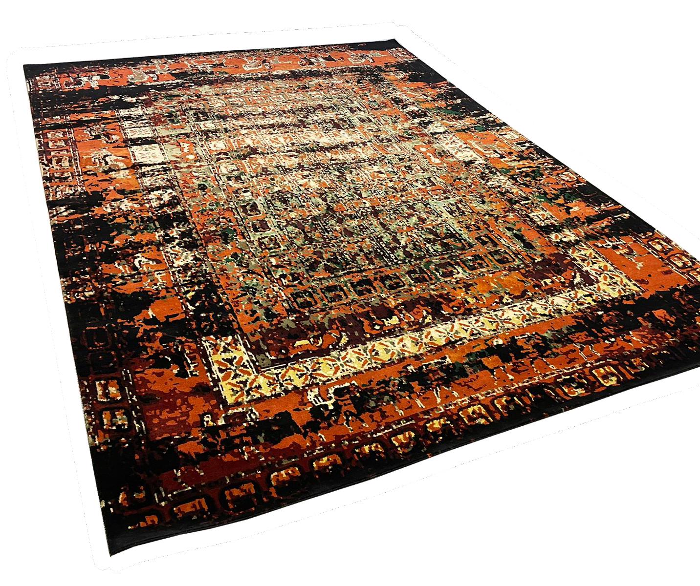 Contemporary Hand Knotted Wool and Silk Rug from Pazyryk Reborn by Gordian Rugs For Sale