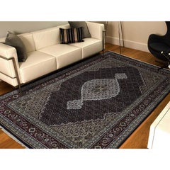 Hand Knotted Wool and Silk Tabriz Mahi 250 Kpsi Oriental Rug