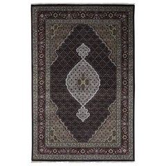 Hand Knotted Wool and Silk Tabriz Mahi 250 Kpsi Oriental Rug