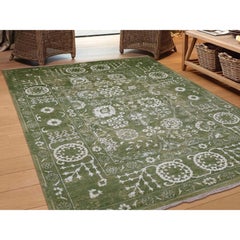 Hand Knotted Wool and Silk Tone on Tone Tabriz Oriental Rug