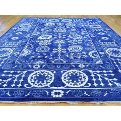 Hand Knotted Wool and Silk Tone on Tone Tabriz Oriental Rug
