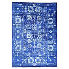 Hand Knotted Wool and Silk Tone on Tone Tabriz Oriental Rug