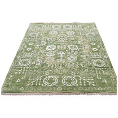 Hand Knotted Wool and Silk Tone on Tone Tabriz Oriental Rug
